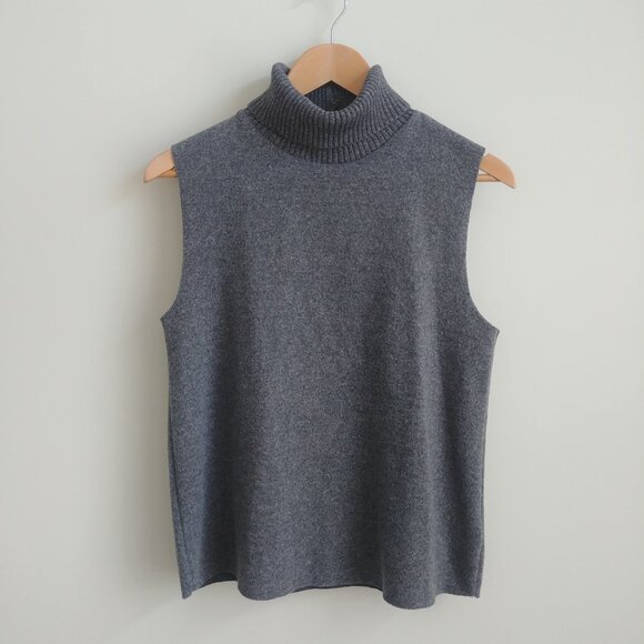 Zara grey sleeveless turtleneck sweater top Medium cotton blend - Picture 5 of 14